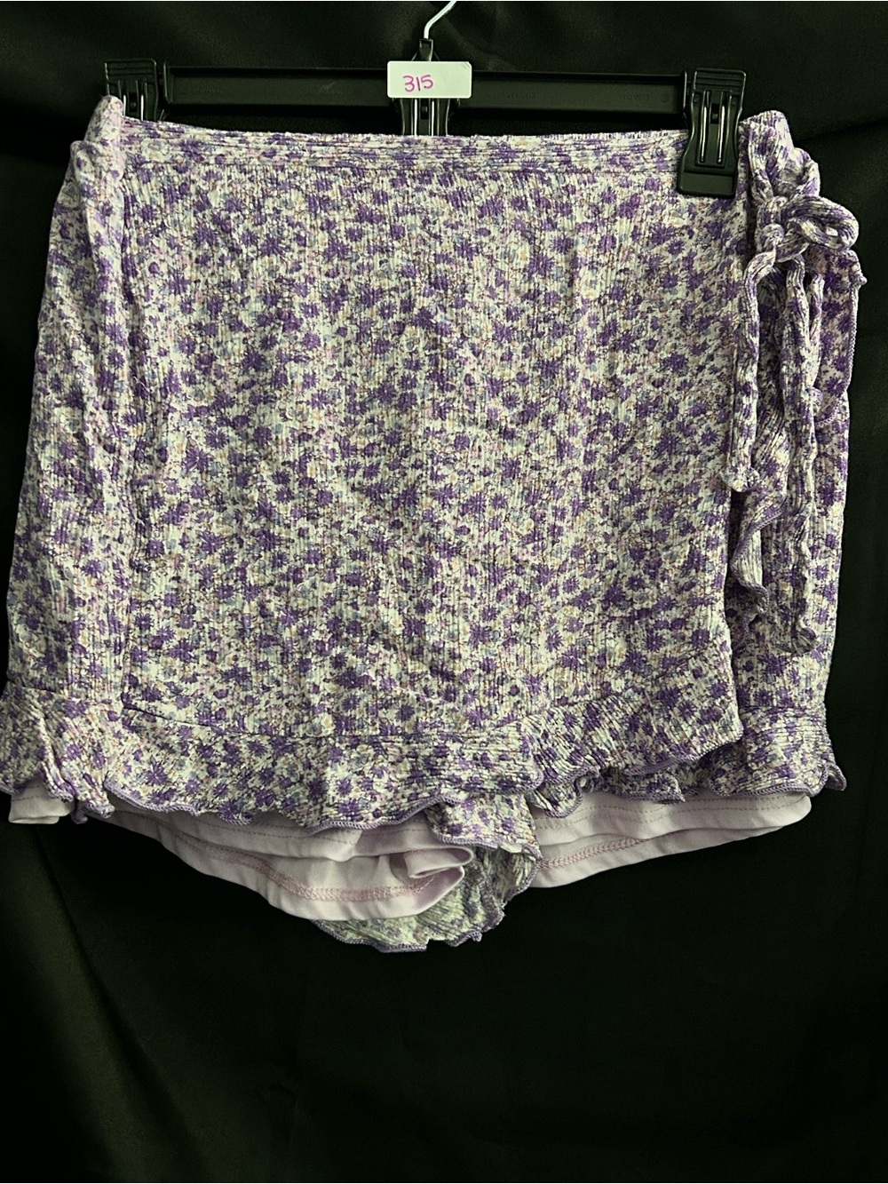 Pink Lily Lavender Floral Wrap Skirt Shorts MD